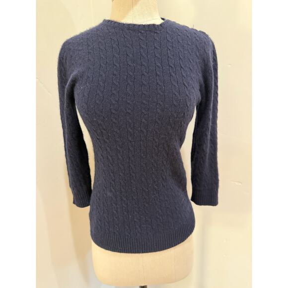 J.CREW Collection Women's S Crewneck Sweater Cashmere Navy Cable Knit - Picture 1 of 7